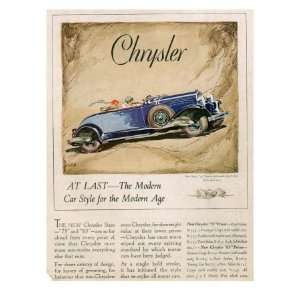  Chrysler, Magazine Advertisement, USA, 1928 Giclee Poster 