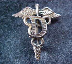 RARE UNIQUE WW2 US ARMY MEDICAL CORPS DENTAL OFFICER COLLAR INSIGNIA 
