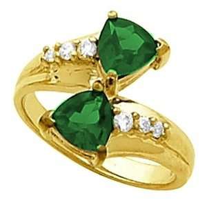  14K Yellow Gold Tsavorite (Green Garnet) and Diamond Ring 