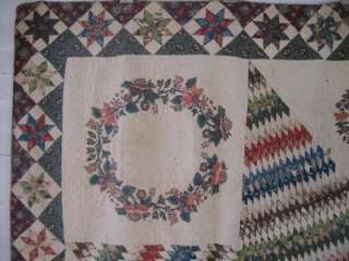 Antique*Star of Bethlehem*Broderie Perse Chintz Quilt  