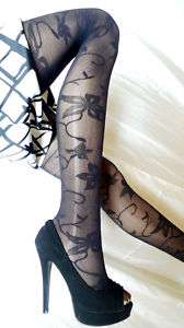 APPLE BLOSSOM VICTORIAN FLORAL PATTERN TIGHTS  