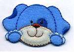 DOGGY FACE PUFFY BLUE EMBROID. IRON ON APPLIQUE/PATCH  