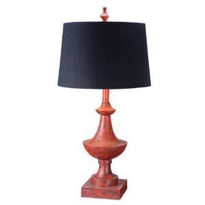 Table Lamp with Demi Urn Shaped Base in Black Rubbed Red Finish