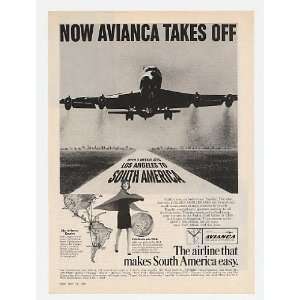  1969 Avianca Airlines Jet LA South America Stewardess 