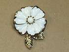Very Pretty Vintage 1960 70s Black White Enamel Flower Pin Brooch 
