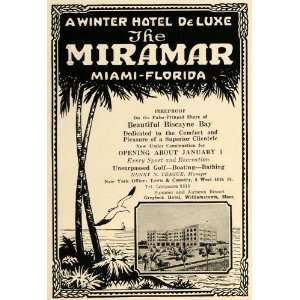 1923 Ad Miramar Hotel Miami Florida Biscayne Bay Palm   Original Print 