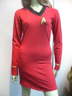 Star Trek Women TOS Costume Uhura Skant Red Uniform SML  