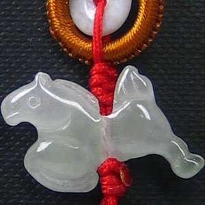 Jade Horse Tassel   6.5  Feng Shui Animal Figurine for Wealth Luck and 