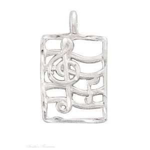  Sterling Silver Trebel Clef Notes On Music Staff Stave 