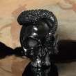 HUMAN SKULL & SNAKE Horn NETSUKE Art Carving Memento Mori Sculpture 
