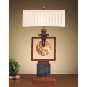 Brown Wood and Composition Lamp