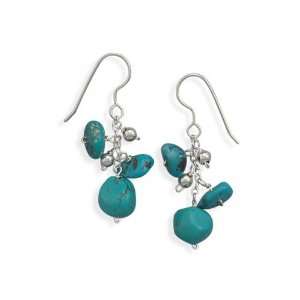  Turquoise and Silver Bead Drop sterling Silver Earrings Jewelry