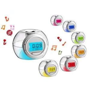 5b0086 7 Color Change LED Music Alarm Clock with Nature Sound, Timer 