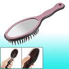 Hard Plastic Handle Two Tone Colored Hair Brush Comb w Oval Mirror