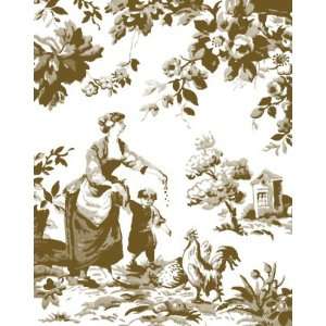  Toile (Lady & Son feeding Chickens) Backgrounder Cling 