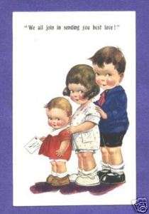 P4983 Arthur Butcher postcard Three children letter  