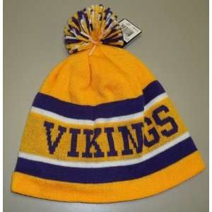  Minnesota Vikings Reebok Pom Top Cuffless Knit Hat: Sports 