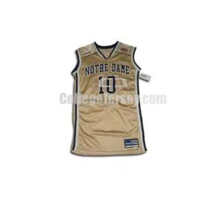  Gold No. 10 Game Used Notre Dame Adidas Basketball Jersey 