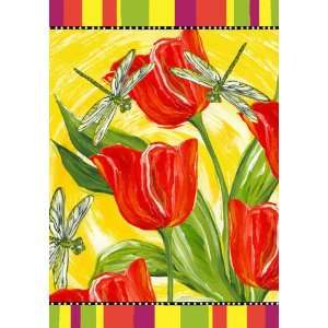  Tulips and Dragonflies Garden Flag, 12x18: Home & Kitchen