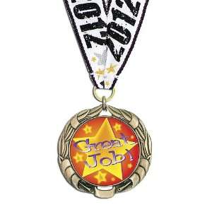  Custom XBX Award Medal w/ Grosgrain Neck Ribbon: Sports 