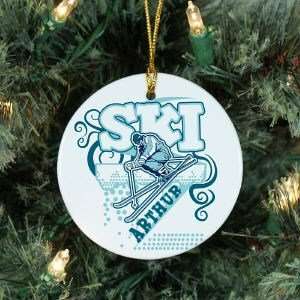  Personalized Ceramic Snow Skiing Ornament: Home & Kitchen