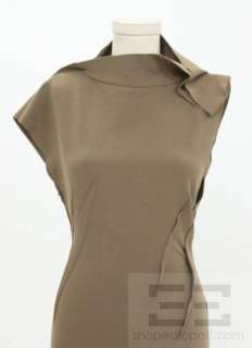 Lanvin Hiver 2010 Taupe Sleeveless Raw Seam Folded Collar Dress Size 