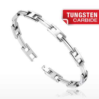 Tungsten Carbide 9 Mens Double Bar Link Bio Magnetic Bracelet  