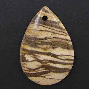  50mm brown zebra jasper flat teardrop pendant