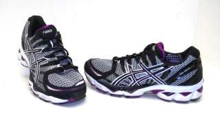 ASICS Womens GEL Nimbus 12 Running Shoe Black/Silver/Purple Size 9 