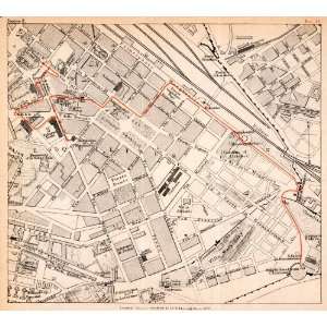 1908 Lithograph Map Rome Italy Amphitheatrum Castrense Basilica Mary 