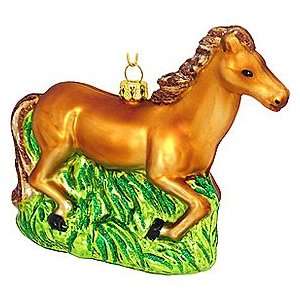  Trotting Brown Horse Glass Ornament