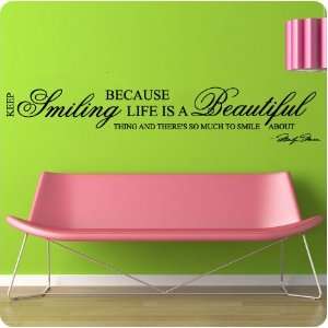 Marilyn Monroe LONG Keep Smiling   WALL STICKER DECAL QUOTE ART MURAL 