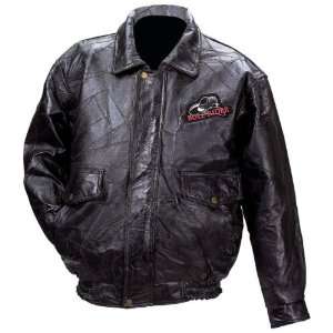   Rock Design Genuine Leather Jacket with Bull Rider Logo: Sports
