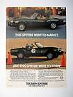 Triumph Spitfire green convertible 1979 print Ad advertisement