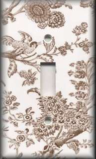 Light Switch Plate Cover   Traditional French Toile With Bird   Brown 