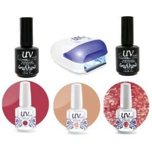 UV Nails Gel Uv Lamp Pro + Base & Top Coat + 3 polishes set Sand Dunes 