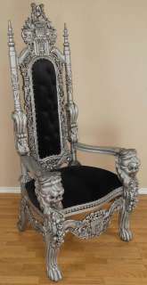 Carved Mahogany Lion Head Gothic Throne Chair   King SB  