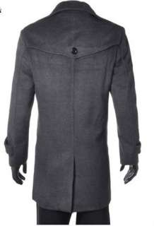 Mens Wool Coat Winter Trench Coat Outear Overcoat Long Jacket  