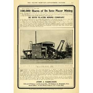  1903 Ad De Soto Placer Mining Shares John J. Habecker 