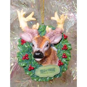  3 Field & Stream Deer In Wreath Christmas Ornament: Home 