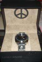   Wristwatch Black Leather Band Starburst Face New w Tag & Box  