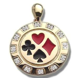  .24 ct Poker Chip Enameled Pendant Jewelry