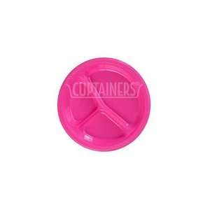  Magenta 10 1/4 inch Divided Plastic Plates 200 CT