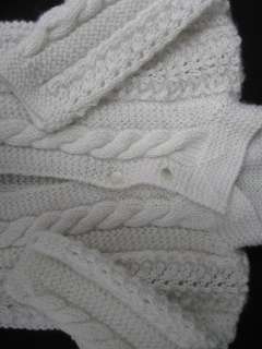 DESIGNER Girls White Knit Cardigan Sweater Top Size 3 6  