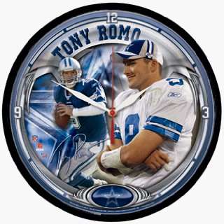 NFL TONY ROMO COWBOYS LOGO WALL CLOCK *SALE*:  Sports 