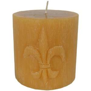  Fleur de Lis Pillar Candle Light Amber