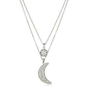 ABS By Allen Schwartz High Shine Silver Tone Charm Pendant Necklace