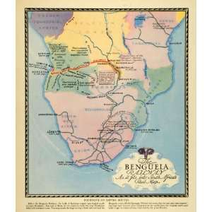 1931 Print Map Benguela Railway Copper Mine West Africa 