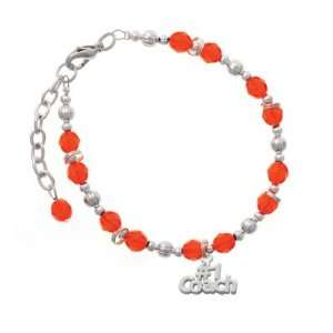 #1 Coach Orange Czech Glass Beaded Charm Bracelet [Jewelry 