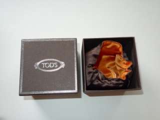 Tods Silver Orange Leather Bracelet Bangle  New  $465  
